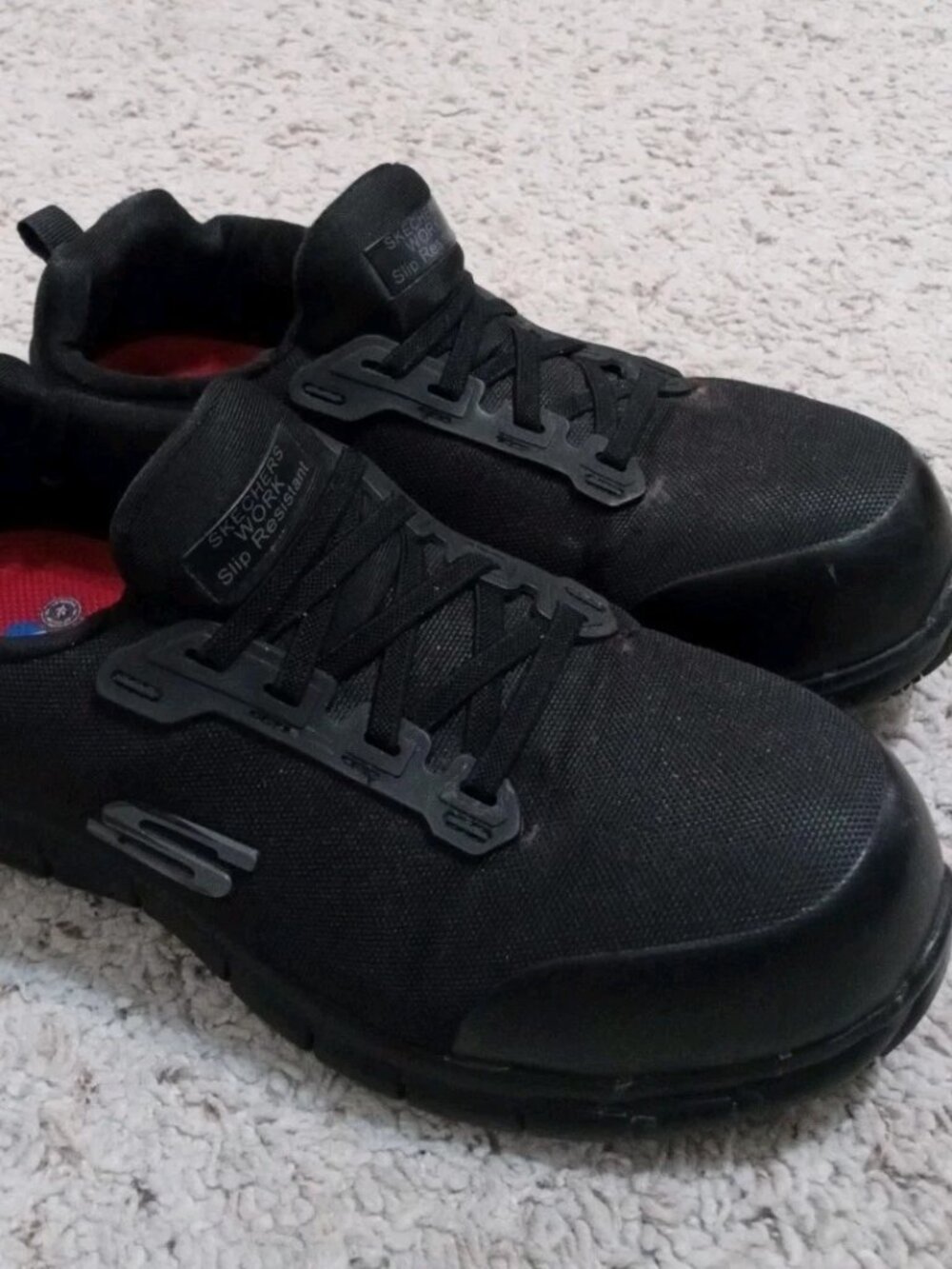 Skechers Work Sure Track Alloy Toe Slip On Sneaker Women's Black Sz 8.5